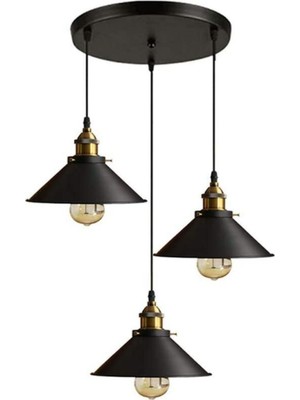 Rsylight Rys Retro Metal Dekoratif 3 Lü Dekoratif Rustik Sarkıt  Avize Çap:30 cm