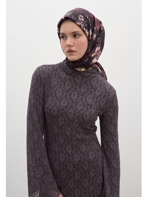 Fresh Scarfs Midnight Rose Desen Pamuklu Viskon Eşarp Bordo