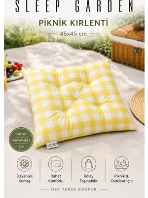 Sleep Garden Çok Amaçlı Kırlent Pofuduk Minder Pötikareli 45X45 Sarı