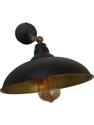 Rsylight Rustik Retro Siyah Içi Gold Mafsallı Dekoratif Hareketli Duvar Aplik