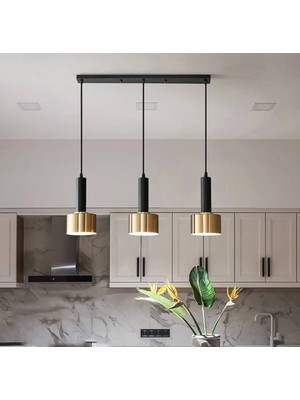 Rsylight Dylight Retro Metal Dekoratif Metal 3 Lü Masa Üstü Sıralı Sarkıt Avize Genişlik:60 cm