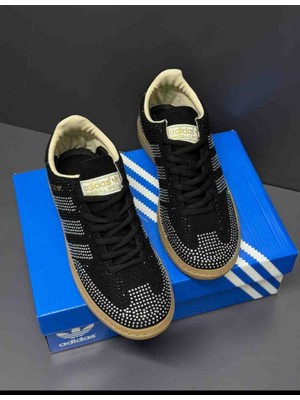 Evlium Adidas Spezial Taş İşlemeli Siyah Kadın Spor Ayakkabı