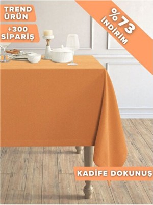 Empressco Kadife Dokulu Mandalina Rengi Masa Örtüsü, Şık ve Şık Tasarım