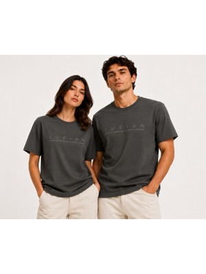 Lufian Lufıan Kadın Oversize Premium Tişört Eşli Kombin Soft Touch Kalın Tok Kumaş