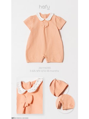 Hafy Baby %100 Pamuk Kız Bebek Waffle Kısa Kollu Bebe Yaka Yazlık Fiyonklu Tulum