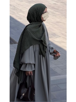 Qalortex Scarf Premium Pamuklu Jakar Şal-Haki