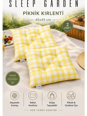 Sleep Garden Çok Amaçlı Kırlent Pofuduk Minder Pötikareli 45X45 Sarı 2 Adet