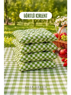 Sleep Garden Çok Amaçlı Kırlent Pofuduk Minder Pötikareli 45X45 Yeşil 4 Adet
