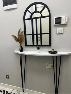 Empressco Yarım Ay Oval Dresuar Beyaz ve Siyah Ayak, Şık ve Modern Tasarım