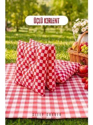 Sleep Garden Çok Amaçlı Kırlent Pofuduk Minder Pötikareli 45X45 3'lü