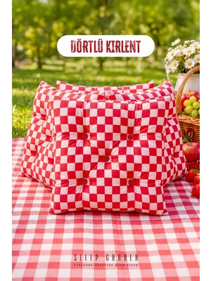 Sleep Garden Çok Amaçlı Kırlent Pofuduk Minder Pötikareli 45X45 4'lü