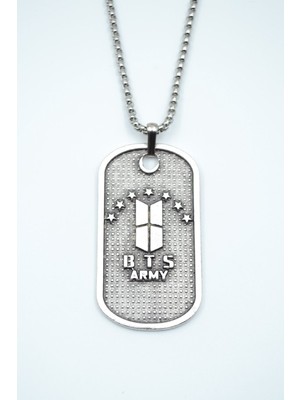 IDR BTS Army Künye Gümüş Kaplama Örme Zincir Kolye