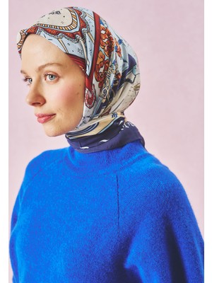 Fresh Scarfs Beauty And The Beast Desen Floş Viskon Eşarp Midnight Blue