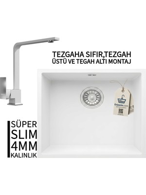 Real Stone Realstone Steep 50 Beyaz Granit Evye & Göksu Beyaz Uyumlu Batarya Seti