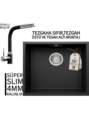 Real Stone Realstone Steep 50 Siyah Granit Evye & Sümela Siyah Uyumlu Batarya Seti