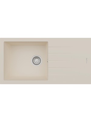 Real Stone Realstone Assos 86 Xl P011 Granit Evye 860X435 mm Tek Göz Damlalıklı Mutfak Evyesi - Realstone P011 Assos 86 Xl Krem