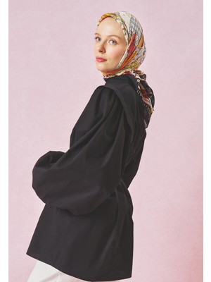Fresh Scarfs A Cindrella's Dream Desen Floş Viskon Eşarp Black Swan