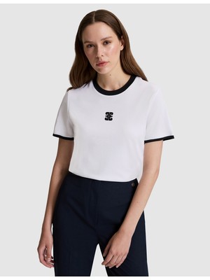 Pierre Cardin Kadın Beyaz Regular Fit Tişört 50323601-VR013