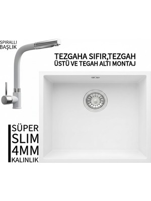 Real Stone Realstone Steep 50 Beyaz Granit Evye & Sümela Beyaz Uyumlu Batarya Seti