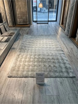 Dinarsu Antiq Halı Bubble Gri Modern Kabartmalı Beyaz Kaymaz Taban Salon Hol, Koridor Mutfak Yıkanabilir Jel Kesme Yolluk