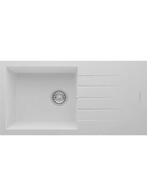 Real Stone Realstone Assos 86 Xl P011 Granit Evye 860X435 mm Tek Göz Damlalıklı Mutfak Evyesi - Realstone P011 Assos 86 Xl Beyaz