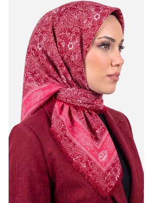 Hadiora Kadın Açık Pembe Otantik Şal Desenli Flamlı Dimi Eşarp