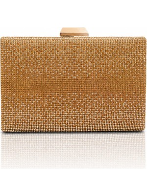 Seniorah Gümüş Altın Parlak Taş Kaplama Söz Nişan Düğün Kadın Abiye Çanta Clutch