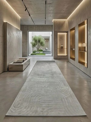 Dinarsu Merinos Rölyef Halı Gri Modern Kaymaz Taban Salon Hol Çocuk, Koridor Mutfak Yıkanabilir Jel Kesme Yolluk