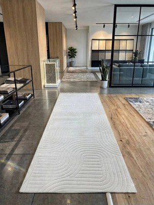 Dinarsu Merinos Rölyef Halı Beyaz Modern Kaymaz Taban Salon Hol Çocuk, Koridor Mutfak Yıkanabilir Jel Kesme Yolluk