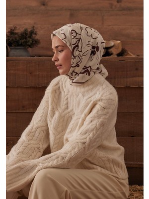 Fresh Scarfs Luna Desen Pamuk İpek Eşarp Vişne