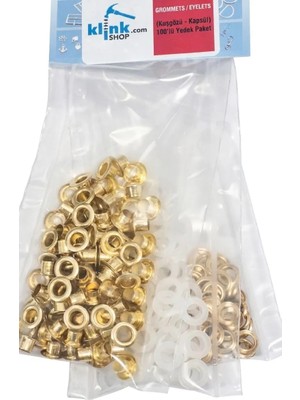 Klinkshop 4 Numara Gold Kuşgözü - 6 mm Aparatsız Malzeme Paketi - 100 Adet - Paslanmaz Pirinç Kuşgözü