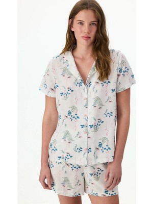 Penti Beyaz Petal Mist Gömlek Şort Pijama Takımı