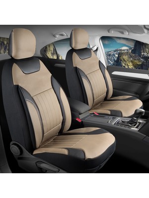 Şahinler Oto Aksesuar Proton Persona Full Deri Oto Koltuk Kılıfı Ön Arka Set Bej Siyah Edition Şhn
