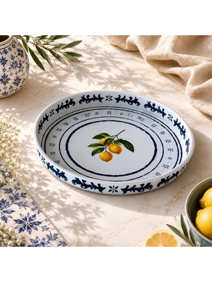 Sarkap Home 26 cm Lemon Design Beyaz Meyve Tabağı
