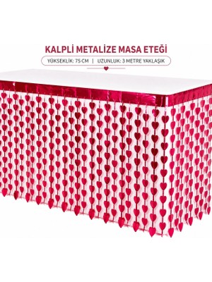 MiraLive Kalpli Metalize Masa Eteği Kırmızı 75X300 cm