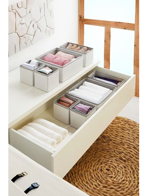 Prendi Home Gri Çizgili Çekmece Içi Organızer Set - DDLC-177