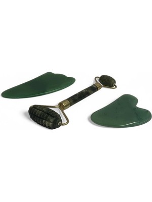 Hedea Yeşim Tırtıklı Roller ve Yeşim Gua Sha Masaj Taşı Premium Set
