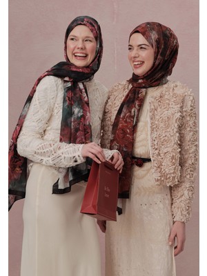 Fresh Scarfs Love In Bloom Desen Vual Şal Kırmızı