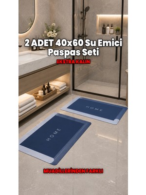 Destpak 2 Adet 40X60 (Ekstra Kalın) Su Emici Kaymaz Taban Banyo Paspası Seti Mutfak Tezgah Önü Paspas - Muadillerinden Farklı