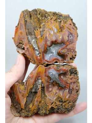 Healcrystal Karadeniz Akik Jeot | Pas Turuncu, Tarçın Kahverengi & Dumanlı Gri Bantlı Akik