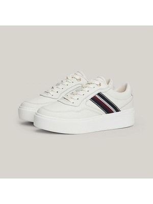 Tommy Hilfiger Kadın / Kız Beyaz Tommy Hilfiger Strıpes Platform Sne Beyaz Kadın Spor Ayakkabı