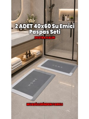 Destpak 2 Adet 40X60 (Ekstra Kalın) Su Emici Kaymaz Taban Banyo Paspası Seti Mutfak Tezgah Önü Paspas - Muadillerinden Farklı
