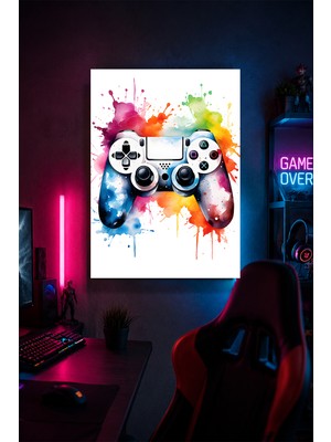 Lucena Renkli Oyun Kumandası Metal Duvar Tablosu Gamer Oda Dekoru Modern Sanat 15X20 cm A5 Boyutunda