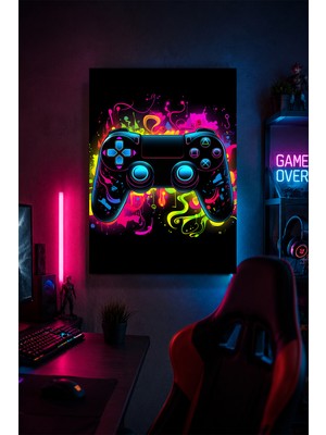 Lucena Gaming Kumanda Metal Duvar Tablosu Neon Oyuncu Odası Duvar Dekoru 15X20 cm A5 Boyutunda