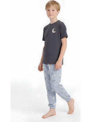 Modanino Erkek Çocuk %100 Pamuk Kumaş Pijama Takımı 8-13 Yaş 12712IS
