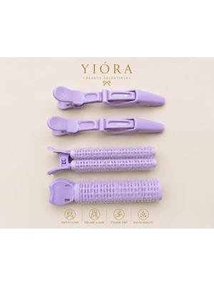 Yiora 4lü Isısız Saç Şekillendirici Pens & Bigudi Seti (2 Adet Klipsli Pens+ 2 Adet Klipsli Hacim Bigudi)