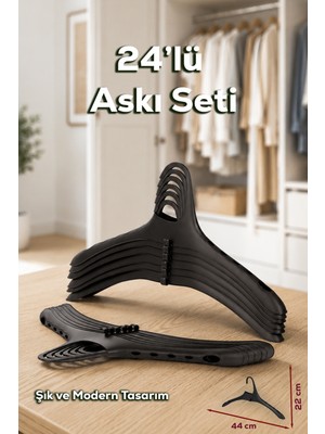 Porsima Harmoni 24 Adet Dolap Içi Düzenleyici Organizer Iç Içe Geçen Askı Tişört Gömlek Elbise Askısı Siyah