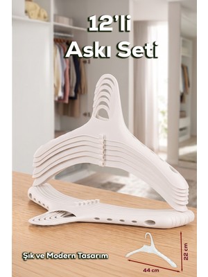 Porsima Harmoni 12 Adet Dolap Içi Düzenleyici Organizer Iç Içe Geçen Askı Tişört Gömlek Elbise Askısı Beyaz