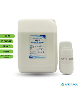 Ancapol 20 Shore RTV-2 Kalıp Silikonu - Beton, Polyester ve Büyük Obje Kalıp Silikonu 5 KG