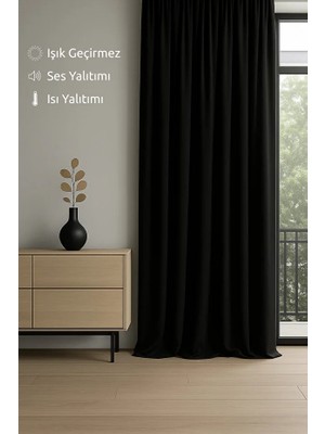 MRC Tekstil Lüks Siyah Elegance Işık Geçirmez Karartma Perde
